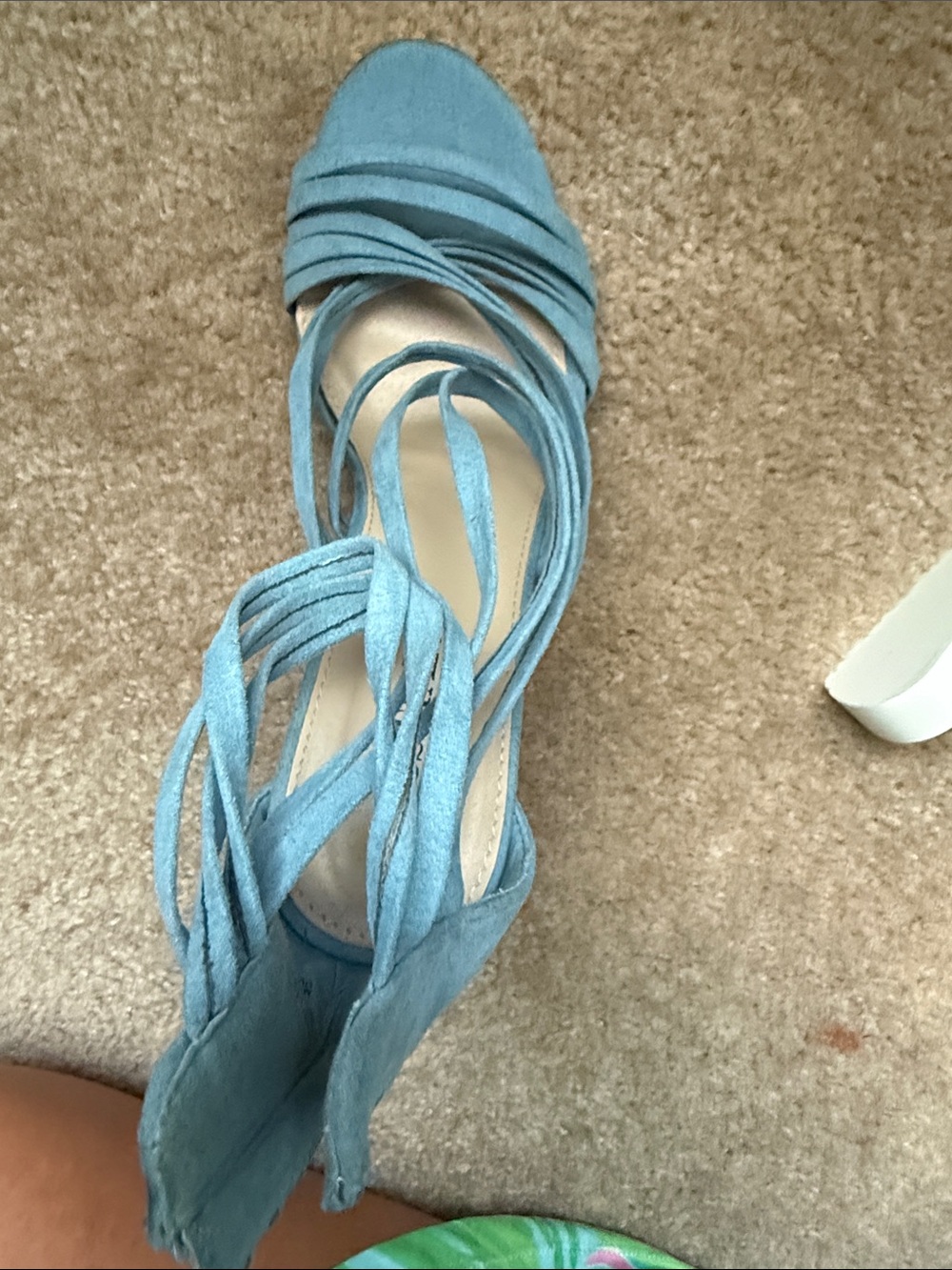 JustFab light blue/cornflower Suede Wrap Stiletto Sandals - Picture 4 of 11